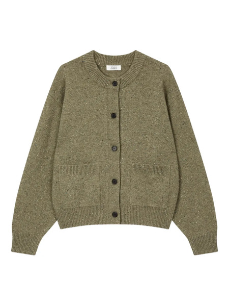  Tomboy Patch-pocket Speckled Cardigan - Green 