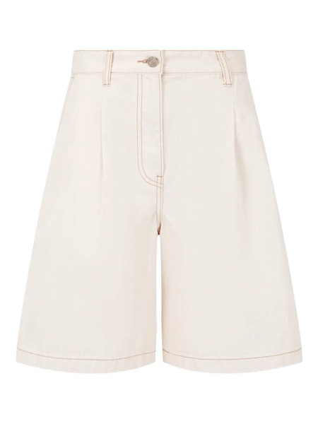  Tomboy Pleated Denim Shorts - White 