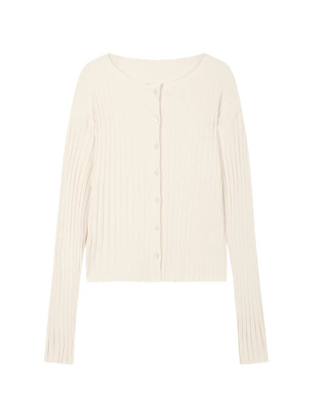 Tomboy Ribbed Button-down Cardigan - Neutrals 