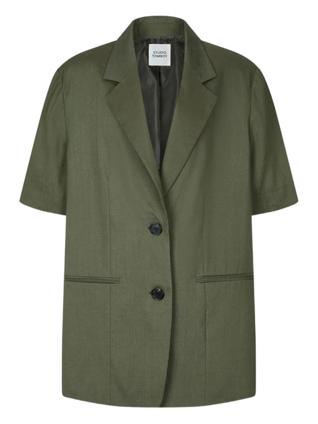  Tomboy Short-sleeve Notched-lapel Jacket - Green 