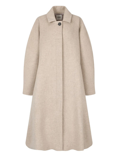  Tomboy Single-breasted Flared-hem Coat - Neutrals 