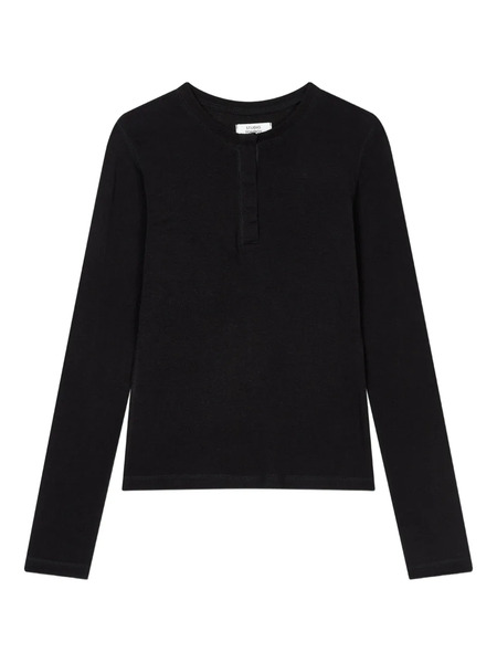  Tomboy Snap-button Henley Top - Black 