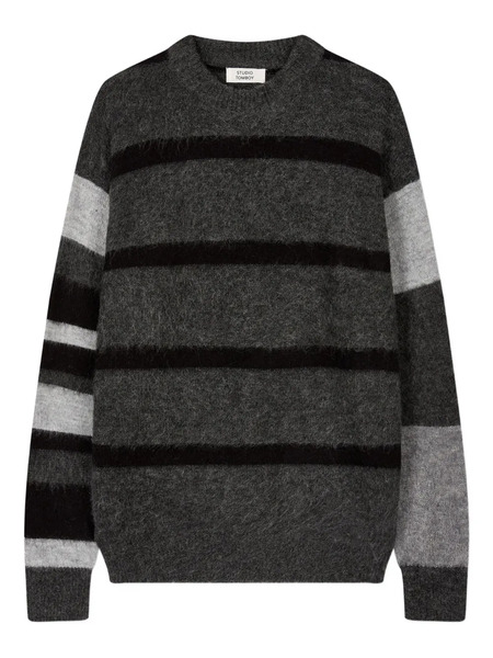  Tomboy Stripe-pattern Sweater - Grey 
