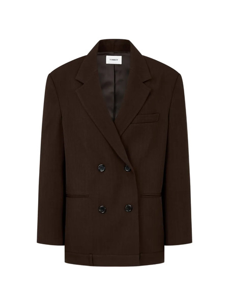  Tomboy Striped Double-breasted Blazer - Brown 