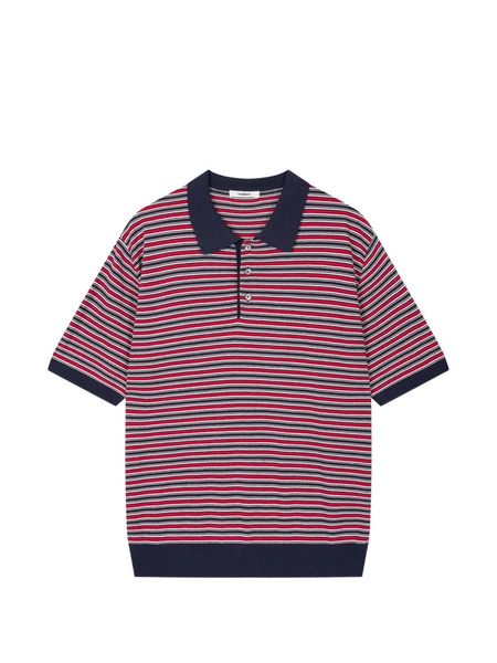  Tomboy Striped Polo Shirt - Red 
