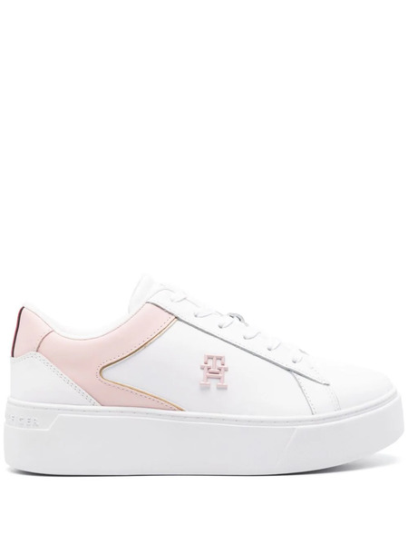  Tommy Hilfiger Court 45mm Leather Flatform Sneakers - White 
