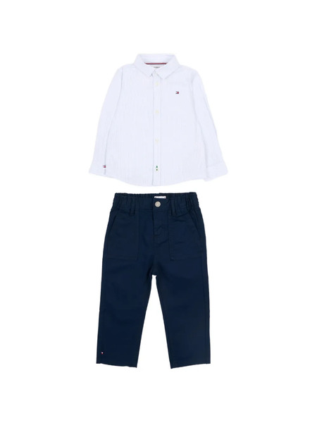  Tommy Hilfiger Junior Belt-loop Buttoned Trousers Set - White 