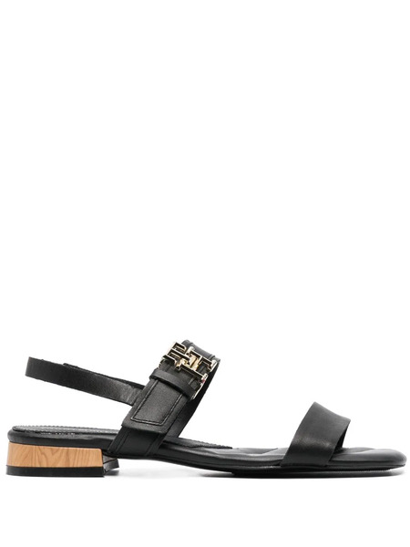  Tommy Hilfiger Logo-buckle Leather Sandals - Black 