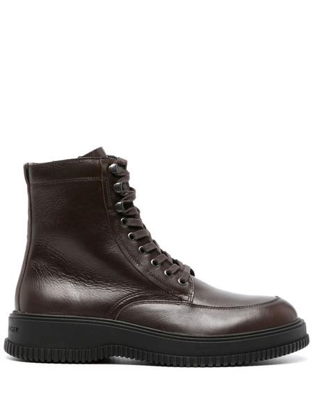  Tommy Hilfiger Logo-debossed Leather Boots - Brown 