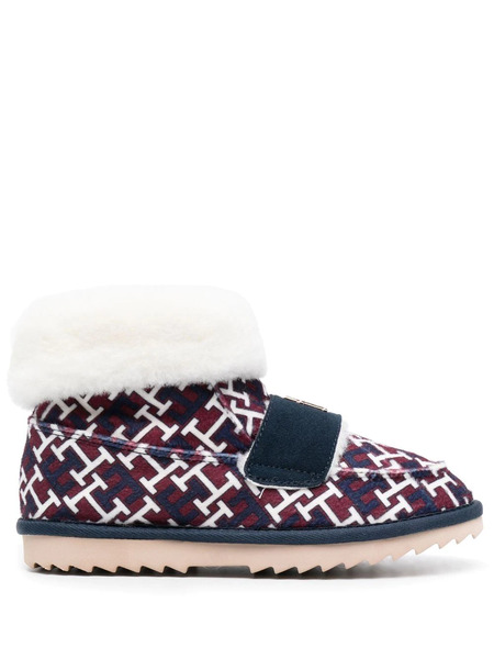  Tommy Hilfiger Monogram Fleece-trim Slippers - Red 