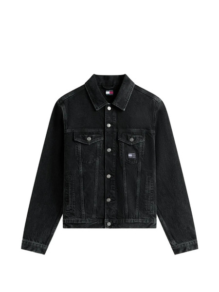  Tommy Hilfiger Ryan Back Logo Buttoned Denim Jacket - Black 