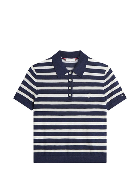  Tommy Hilfiger Striped-pattern Polo Top - Blue 