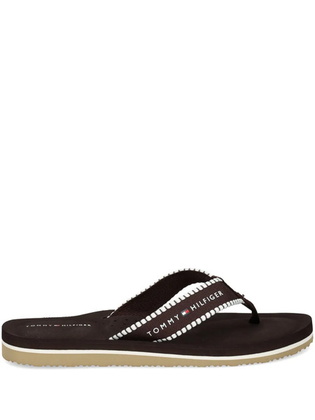  Tommy Hilfiger Webbing Logo-print Flip-flops - Brown 