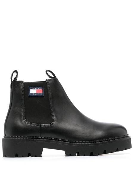  Tommy Jeans 40mm Logo-patch Leather Boots - Black 