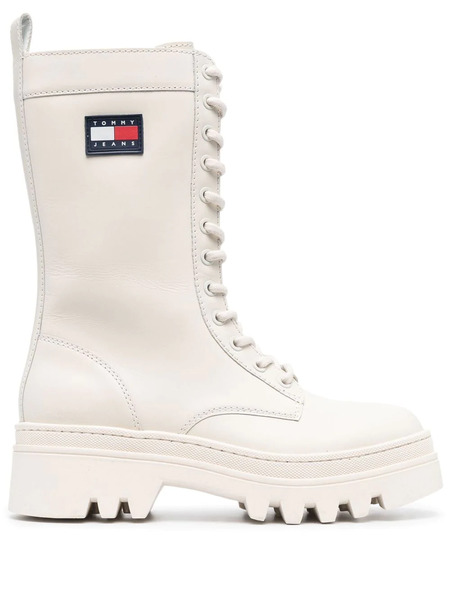  Tommy Jeans Twelve Logo-patch Leather Boots - White 