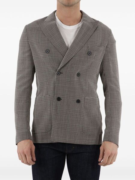 Tonello Double-breasted Glen Plaid Jacket - Neutrals 