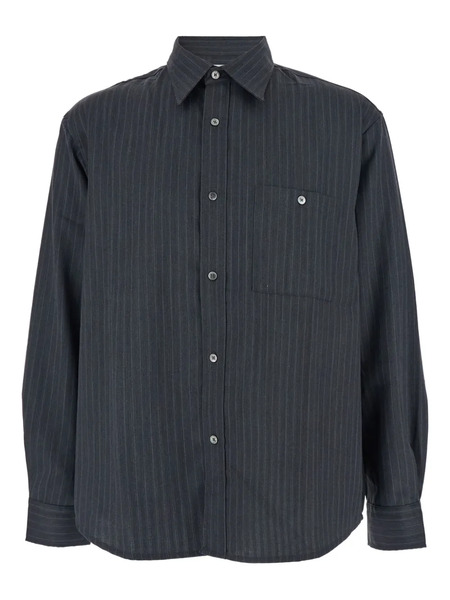  Tonywack Pinstripe-pattern Pointed-collar Shirt - Grey 