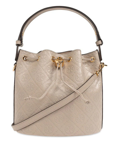  Tory Burch All-over-debossed Logo Bucket Bag - Neutrals 