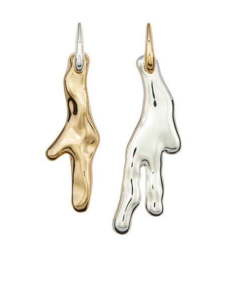  Tory Burch Asymmetrical Liquid-effect Earrings - Silver 