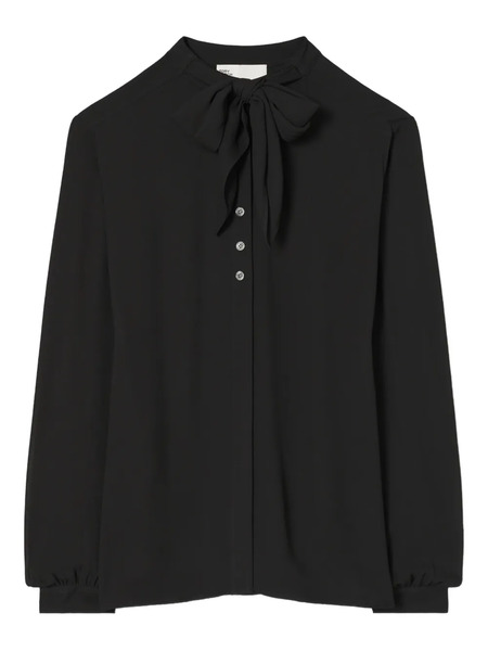  Tory Burch Bow Georgette Blouse - Black 