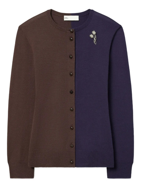  Tory Burch Brooch Wool Cardigan - Brown 