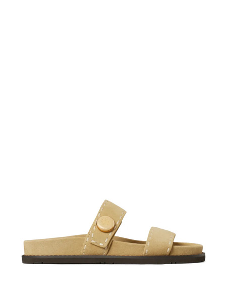  Tory Burch Button Strap Slide Sandals - Neutrals 
