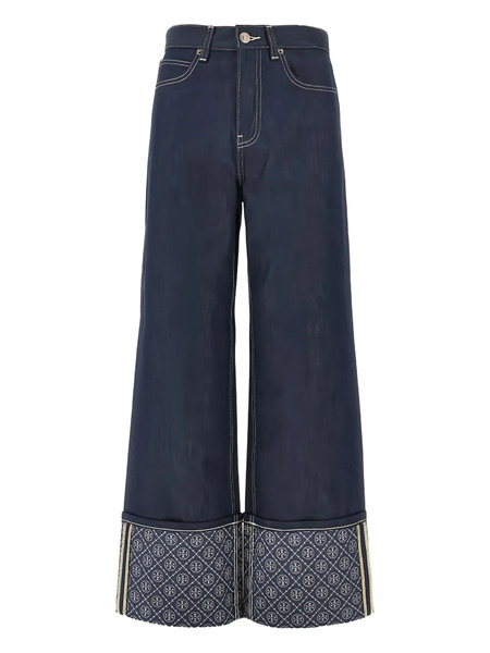  Tory Burch Contrast-cuff Straight-leg Jeans - Blue 