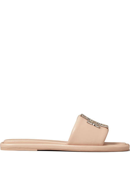  Tory Burch Double T Deco Sport Slides - Pink 