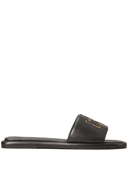  Tory Burch Double T Sport Slides - Black 