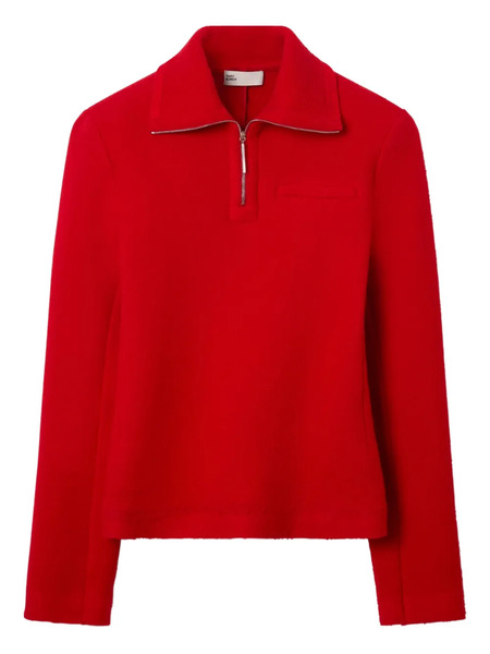  Tory Burch Half-zip Wool Polo Shirt - Red 