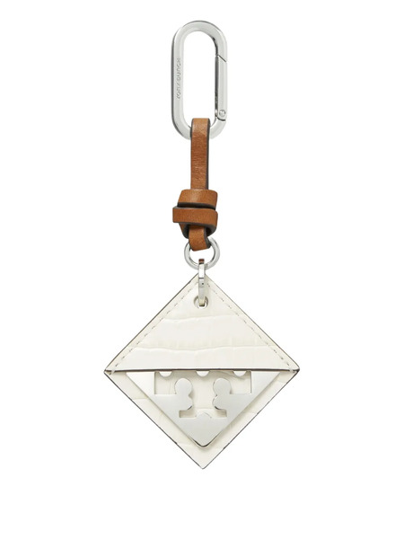  Tory Burch Hidden Logo Croc Keyring - White 
