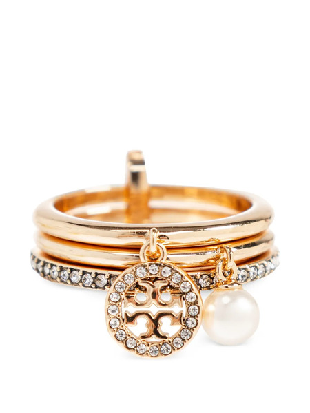  Tory Burch Icon Pavé Charm Ring - Gold 