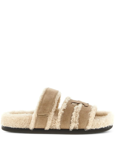  Tory Burch Ines Shearling Slides - Neutrals 