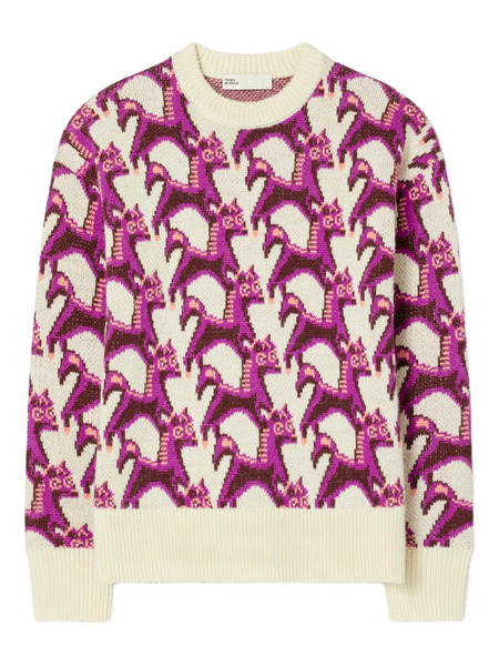  Tory Burch Jacquard Crew-neck Sweater - Neutrals 