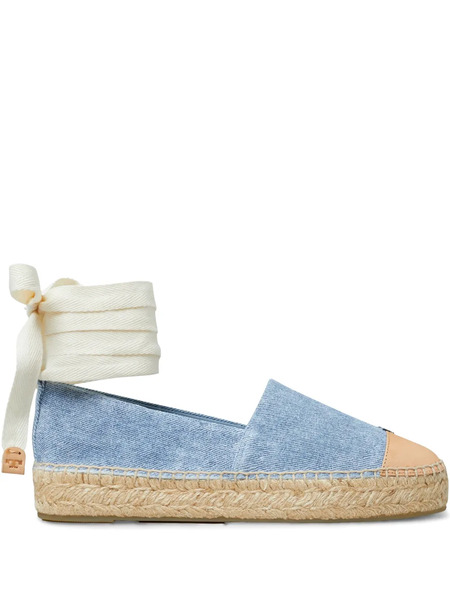  Tory Burch Leather Espadrilles - Blue 
