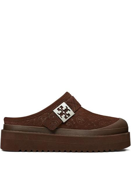  Tory Burch Mellow Shearling Platform Mules - Brown 