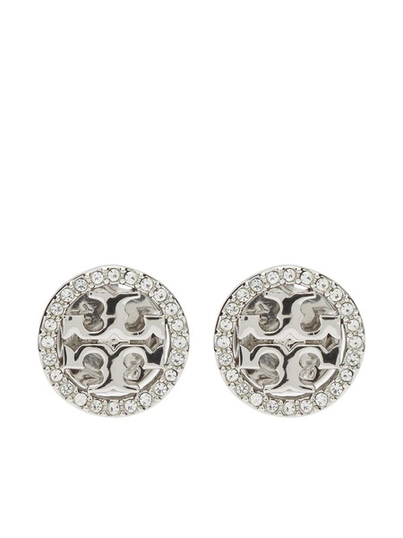 Tory Burch Miller Crystal-embellished Stud Earrings - Silver 