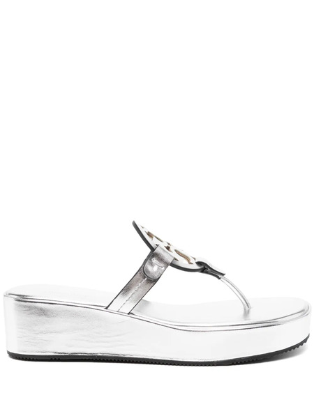  Tory Burch Miller Leather Sandals - Silver 