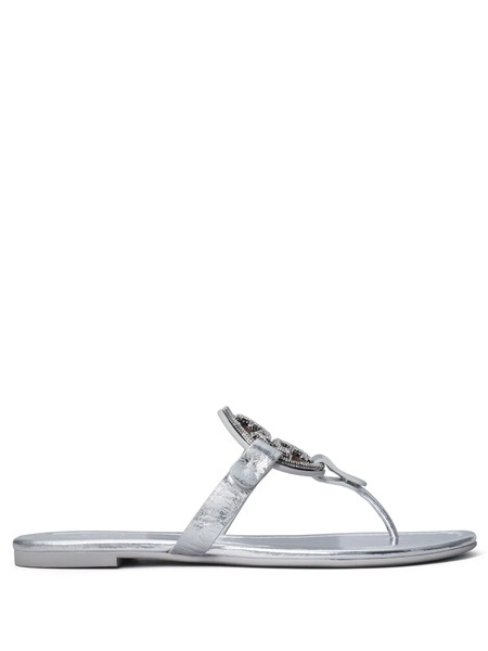  Tory Burch Miller Logo-plaque Sandals - Silver 