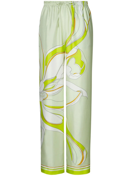  Tory Burch Printed Silk Pants - Green 