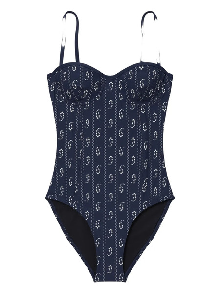  Tory Burch Printed Underwire Swimsuit - Blue 