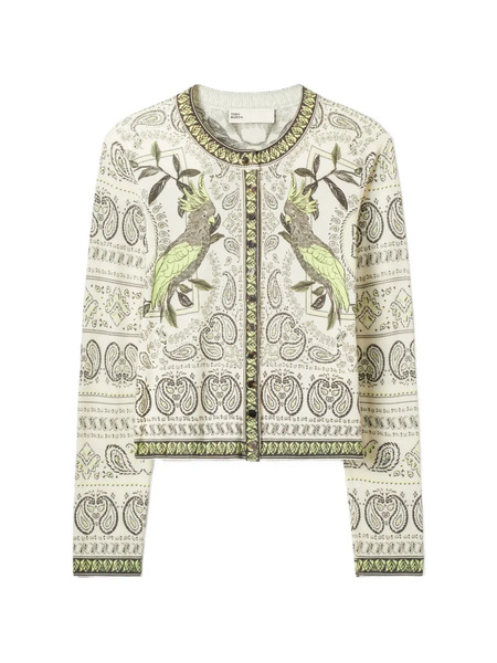  Tory Burch Printed Wool Cardigan - Neutrals 