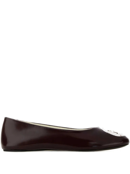  Tory Burch Reva Leather Flat Pumps - Red 
