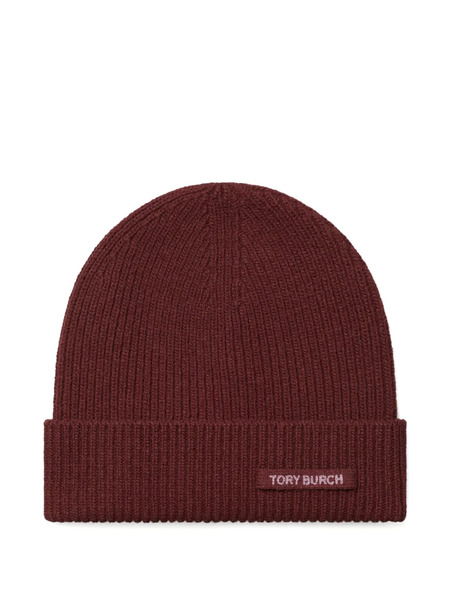  Tory Burch Ribbed Knit Hat - Red 