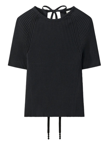  Tory Burch Ribbed Tie-back Pullover - Black 