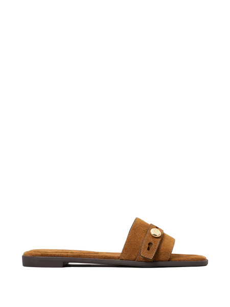  Tory Burch Romy Strap Button Slide - Brown 