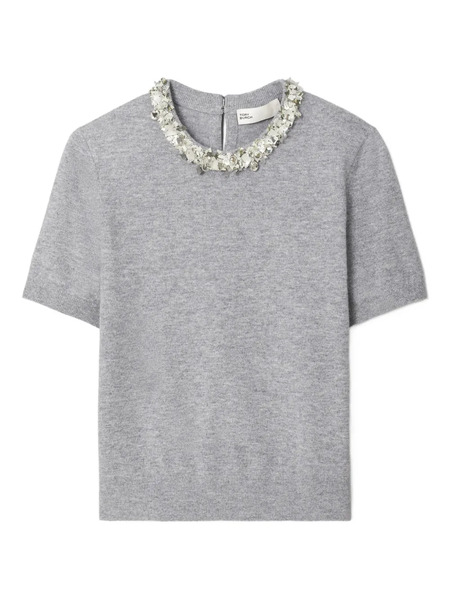  Tory Burch Sequin-embellished Short-sleeve Top - Grey 