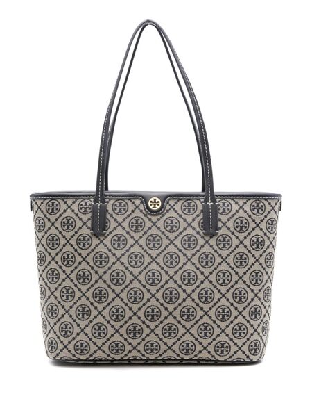  Tory Burch Small T Monogram Zip Tote Bag - Neutrals 