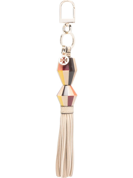  Tory Burch Striped Tassel Keyring - Brown 
