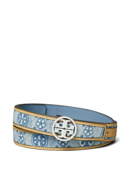  Tory Burch T Monogram Denim Belt - Blue 